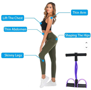 Fascia Elastica a 4 Tubi con Pedale per <span class=keywords><strong>Esercizi</strong></span> di Resistenza, Attrezzo Fitness per <span class=keywords><strong>Addominali</strong></span>, Vita, Gambe e Braccia - Product Image 5