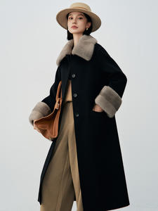 Ventes en gros à bas prix, <span class=keywords><strong>manteau</strong></span> en <span class=keywords><strong>laine</strong></span> mérinos et fourrure de vison pour femmes, début d'automne 2025, <span class=keywords><strong>manteau</strong></span> en <span class=keywords><strong>laine</strong></span> <span class=keywords><strong>beige</strong></span> d'hiver - Product Image 3