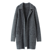 Manteau long pour femmes, design tendance, hiver et automne, col rabattu décontracté, cardigan en cachemire, manteaux pour femmes