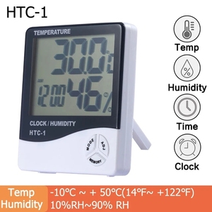 Electronic <b>Digital</b> Temperature Humidity Meter Home Thermometer Hygrometer Indoor Outdoor Weather Station <b>Clock</b> - Product Image 6