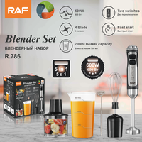 RAF R.786 Multifunctionele Staafmixer 600W Vier Bladen 700ml Maatbeker 400ml Hakselaar Klopper Melkopschuimer voor Dagelijks Gebruik bij het Voorbereiden van Eten