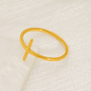 Zogxin Gold Cross <b>Ring</b> Thin Band Adjustable Women's Jewelry Gift <b>Titanium</b> Steel ZR1676G - Product Image 3