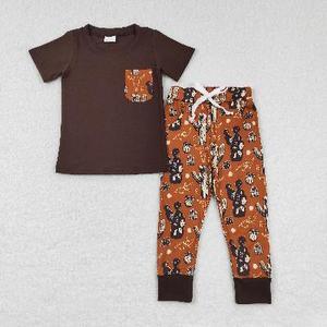 Little <b>Boy</b> Boutique Blue baseball glove print fall outfits kids wholesale <b>toddler</b> <b>boy</b> <b>pajamas</b> clothing set - Product Image 5