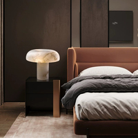 Lampe de table en albâtre au design moderne, source de lumière LED, abat-jour en pierre, intensité réglable, écologique, pour chambre à coucher, salon, bureau ou hall d'entrée