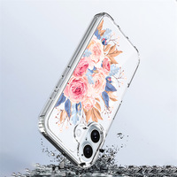Casing ponsel magnetis motif bunga Ins, casing ponsel magnetis TPU + polikarbonat motif bunga untuk iPhone 16, casing ponsel kerajinan Khusus
