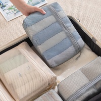 Ensemble de sacs de rangement de voyage en maille respirante pour l'été – Cubes de rangement pliables pour cosmétiques, articles de toilette et accessoires numériques