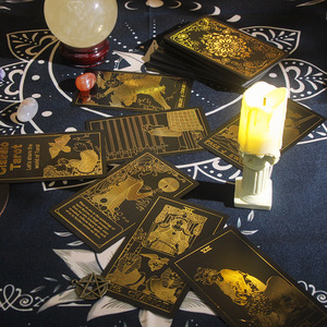 厂家批发金箔塔罗牌12 * 7厘米烫印现货塑料防水塔罗牌塔罗牌游戏带手册书 - Product Image 3