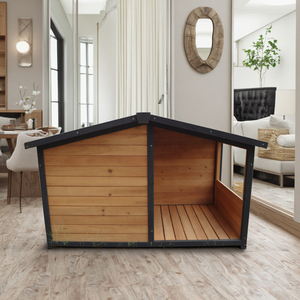 SDD011 Casa para <span class=keywords><strong>Perros</strong></span> de Exterior al por Mayor, Jaula de Madera Moderna de Lujo <span class=keywords><strong>Natura</strong></span> con Acabado de Hierro, Resistente a la Intemperie, Piso Elevado para Gatos - Product Image 5