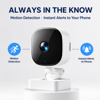 Caméra de sécurité WiFi 720p, caméra intérieure pour la maison, vision nocturne, audio bidirectionnel, application téléphonique, compacte