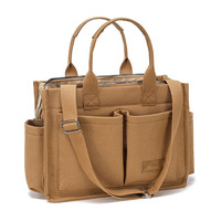 Großhandel Benutzerdefinierte Logo Multi-Taschen Canvas Utility Tragetasche mit Wasserflaschenfach Crossbody Schulter-Einkaufstasche für Frauen