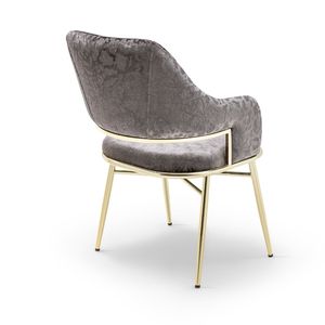 Chaise de salle à manger moderne de luxe en métal Rosse, revêtement en tissu marron, pieds en acier, mobilier pour la maison, Turquie - Product Image 3