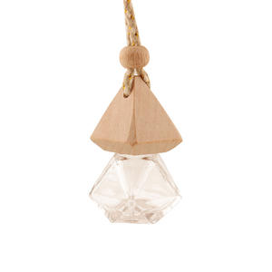 Flacon de parfum pour voiture en verre transparent suspendu vide en gros, recharge de désodorisant, diffuseur de parfum de 12 ml avec couvercle en bois - Product Image 5