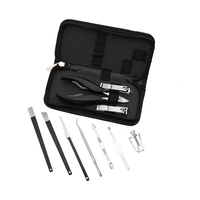 Outils de manucure professionnels Coupe-ongles Lime à ongles en verre Poussoir pour cuticules Étui en cuir noir Idées cadeaux Fête des Pères