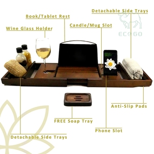 Plateau de baignoire en bambou à la mode extensible pour bain de luxe - Product Image 5