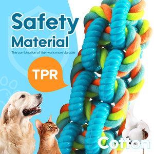 Juguete Ecológico para Perros de Cuerda de Algodón TPR, Resistente a Mordidas, para Limpieza Dental, Juguete <span class=keywords><strong>Molar</strong></span> para Mascotas, Color Personalizado de Fábrica, Interactivo - Product Image 2