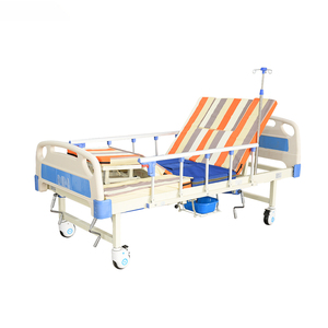 Handmatig verstelbaar, opklapbaar ziekenhuisbed met vijf kolommen, middelhoge rugleuning, beenliftfunctie en infuussteun - Product Image 3