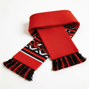 Écharpe tricotée à motif géométrique rouge pour l'hiver, design personnalisé, douce et élégante, disponible en gros - Product Image 1