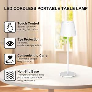 Lampada da Scrivania LED Antela a Batteria con Controllo Touch, Paralume Bianco, Design Minimalista, Portatile con Cavo USB-C, in Plastica ABS - Product Image 6