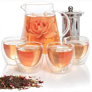 Brocca per infusione di tè e frutta resistente al calore di forma quadrata bicchiere per infusore per tè da 33 once bicchiere in vetro borosilicato con coperchio