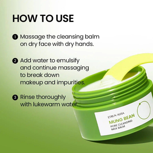 ETRUN ALISA OEM Marque privée Baume au <span class=keywords><strong>lait</strong></span> nettoyant pour les pores des haricots mungo Texture sorbet non grasse avec nettoyant pour le visage à la céramide - Product Image 6