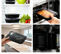 Conteneur alimentaire réutilisable en plastique PP de 16 oz, qualité alimentaire, micro-ondable, empilable, anti-fuite, pour nouilles, gâteaux, salades