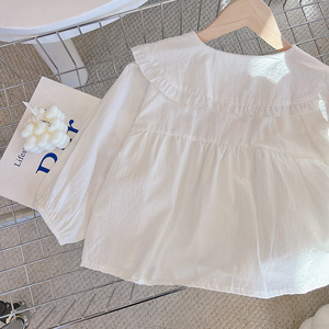 Chemise Princesse en Coton pour Filles en Gros, Col Rabattu, Manches Longues, Motif Lapin 3D, <span class=keywords><strong>Blouse</strong></span> Uniforme Scolaire Blanche - Product Image 3