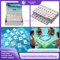 Nouveau Mahjong Américain Flottant Haut de Gamme 2026 à 2 Couches en EVA, Motifs Variés sur le Thème des Plantes, Emballage Boîte Couleur, Dos des Tuiles Bleus