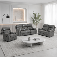 3-teiliges 3+2+1 Air-Leder Manuelles Relaxsofa-Set Wohnzimmermöbel