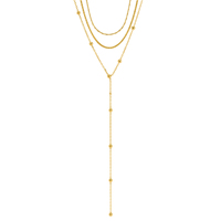 Collier ras du cou triple couche en acier inoxydable plaqué or 18 carats J&D Jewelry pour femme, chaîne minimaliste délicate à perles satellite, cadeau