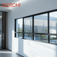 Fenêtre coulissante horizontale en aluminium certifiée CE norme européenne DERCHI, double vitrage en verre trempé, fenêtres en aluminium pour la maison