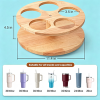 Organisateur de bouteilles d'eau pour gobelets Stanley, 360 °   Organisateur rotatif en bois pour gobelets, support pour gobelets Stanley pour rangement dans l'armoire