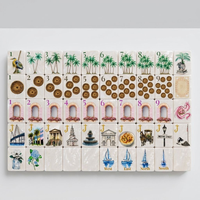 Ensemble de Mahjong Américain de Luxe en Acrylique avec Coquillages de Perle Charleston, Jeu de Société pour Fêtes Familiales, Cadeau