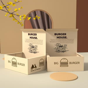 Fast Takeaway Food Grade Embalaje de cartón <span class=keywords><strong>Burger</strong></span> Flexography Food Hamburger Box para restaurante, Bento Fries Food Packaging - Product Image 3