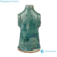 RZSP39 Antique Vert Couleur émaillée Corps forme vêtements Céramique Fleur Vase Statue Décoration