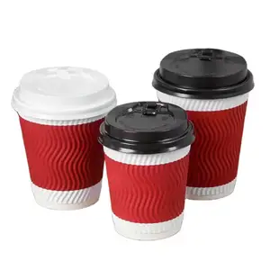 Disposable Milk Tea Paper Cups Custom Single Double Wall Paper Cups Hot Coffee Paper Cups With Lid