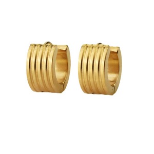 Minimalist Striped Hoop Earrings Gold Geometric Design For Women - Product Image 5