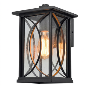Inno Casa CS-002 Lampe murale nordique moderne en aluminium noir avec abat-jour en verre grainé industriel personnalisé pour extérieur, 110-240V, économie d'énergie - Product Image 1