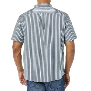 Chemise en coton à manches courtes à rayures grises pour homme, coupe ajustée, design tendance, vêtements de printemps, fabrication directe d'usine au Bangladesh, haute qualité - Product Image 2