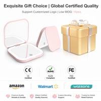 Espejo Compacto Plegable con Luz LED y Logotipo Personalizado, Espejo de Doble Cara con Aumento, Regalo Promocional para Damas de Honor, OEM al por Mayor