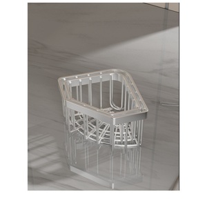 Panier de rangement mural en acier inoxydable pour éponge d'évier de cuisine moderne, écologique, sans perçage, pour hôtel, avec drain - Product Image 4