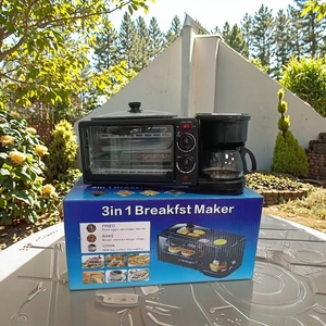 Mini-four multifonctionnel 3-en-1 en acier inoxydable pour le petit-déjeuner Café Gaufre <span class=keywords><strong>Pain</strong></span> Cuisine électrique Maison Poêle à frire Verre - Product Image 2