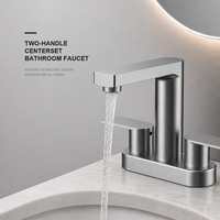 Robinet mélangeur de salle de bain à double poignée en acier inoxydable, finition nickel brossé, écologique, haute pression, économie d'eau