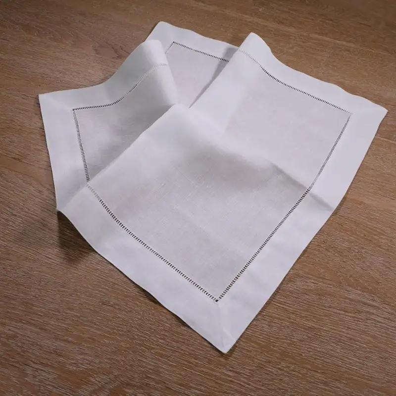 N002-20-servilletas de lino con dobladillo para mesa, servilletas de lino con dobladillo, de algodón, 55% lino, color blanco, 45%