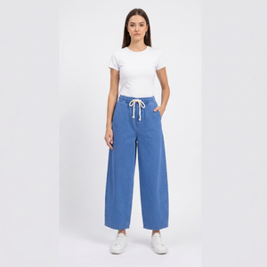 Premium Women's Woven Denim Jeans Snag Resistant Draw <b>String</b> Construction Breathable Comfort Long Lasting Quality Solid XS Size - Product Image 1