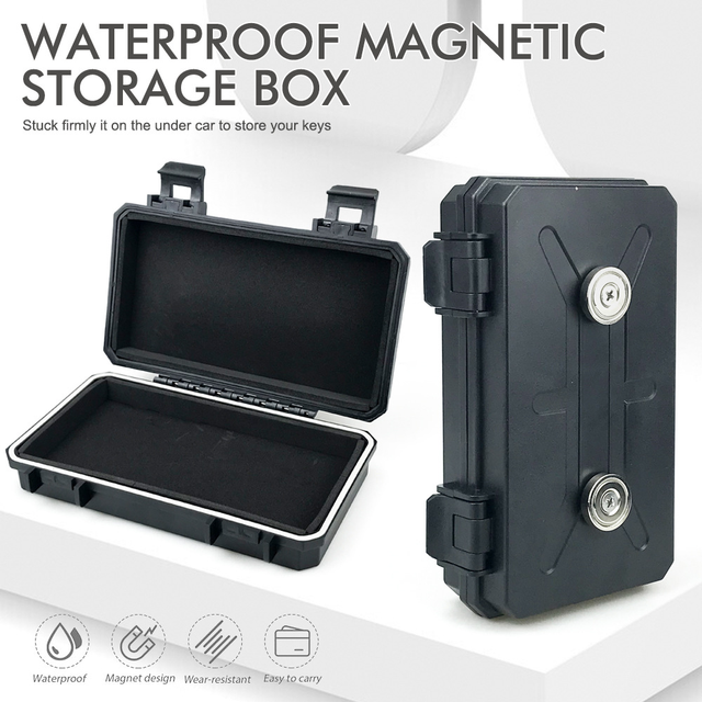 Magnetic Waterproof Under Car Storage Box Hidden Stash Safe Tool Container Anti-Collision Rust-Proof for Car Truck Use