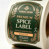 Étiquette personnalisée en feuille de bronze pour épices, autocollant mat résistant à l'huile pour l'emballage des pots d'herbes aromatiques