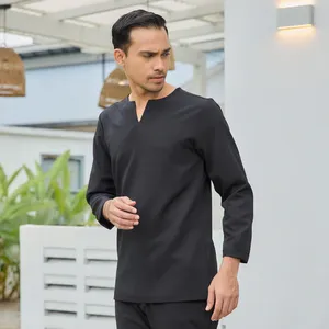 ผู้ผลิตเสื้อเชิ้ตผู้ชายสไตล์ดั้งเดิมของมาเลเซีย สีดำ ทรงสมาร์ทฟิต แขนสั้นลำลอง รับผลิตแบบ OEM เสื้อผ้าผู้ชายสไตล์โมเดิร์น - Product Image 3