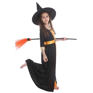 Vestito scintillante della <span class=keywords><strong>ragazza</strong></span> della strega del Costume della strega della <span class=keywords><strong>ragazza</strong></span> di <span class=keywords><strong>Halloween</strong></span> con la scena festiva della zucca - Product Image 3