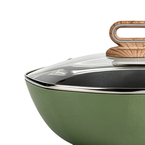 Wok octogonal en aluminium vert de 30 cm, non toxique, avec revêtement antiadhésif, pour une cuisine saine, logo personnalisé - Product Image 3