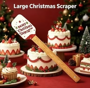 Espátula de silicona con mango de madera de haya con estampado de Feliz Navidad, raspador de crema para pasteles navideños, herramienta de repostería para cocina, regalo de Navidad - Product Image 4